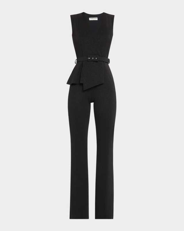 Kerolyn Metallic Jersey Belted Jumpsuit